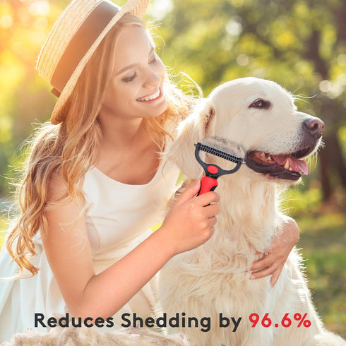 Tpotato Deshedding Dog Brush for Long Haired Dogs Cats,Undercoat Shedding Rake for Dematting Detangling Tangles Matted