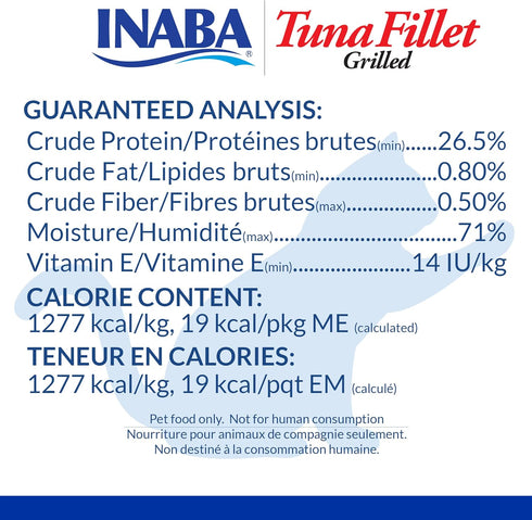 20 Pack 8 INABA Natural, Premium Hand-Cut Grilled Tuna and Chicken Fillets Cat Treat/Topper, Fillet Variety