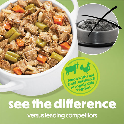 (Pack 8) 10 oz. Purina Beneful Dog Food Freshly Prepared Meals Beef and Chicken Medley with Green Beans, Carrots