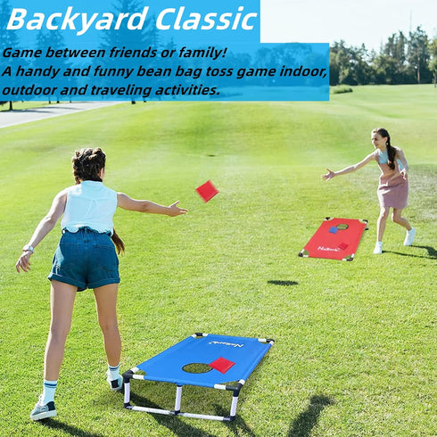 Set 2 8 (3 2-feet) Portable Cornhole with Collapsible Cornhole Boards, Cornhole Bean Bags and Carrying Case for Yard