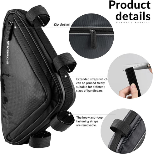 ROCKBROS Bike Triangle Frame Bag, 1.5L with Two Side Pockets