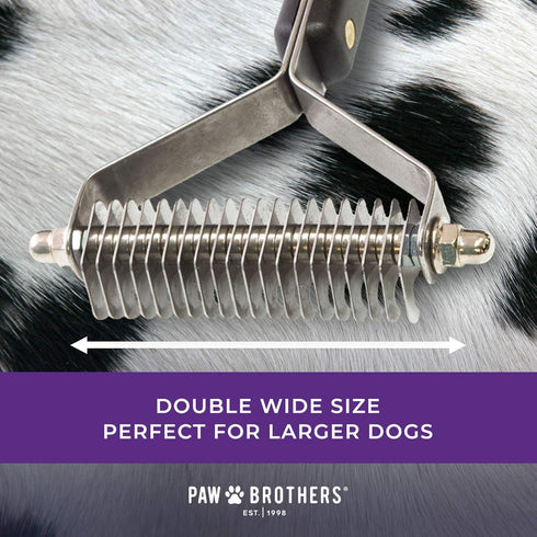 RYAN'S PET SUPPLIES Paw Brothers 20 Blade Medium Double Wide Dematting Rake for Dogs and Cats