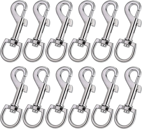 Hanlongyu 12 Pcs Swivel Snap Hooks, Metal Heavy Duty Dog Leash Clasp, Stainless Steel Multipurpose Keychain Clip