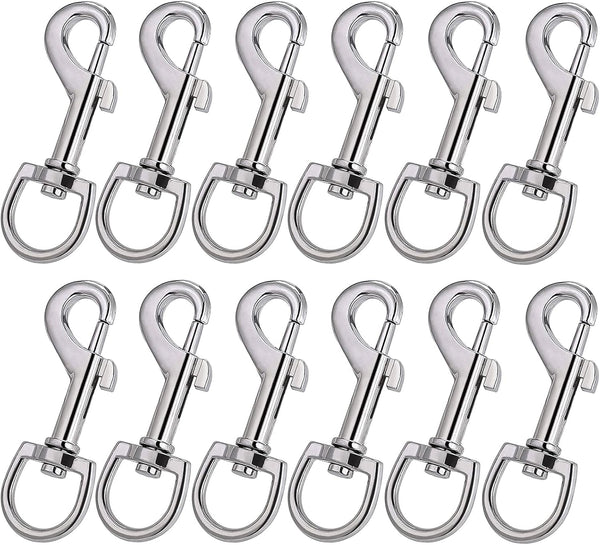 Hanlongyu 12 Pcs Swivel Snap Hooks, Metal Heavy Duty Dog Leash Clasp, Stainless Steel Multipurpose Keychain Clip