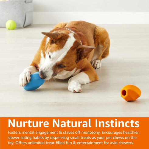Amazon Basics Dog Treat Dispensing Chew Toy, Medium, 2-Pack, Multi Color