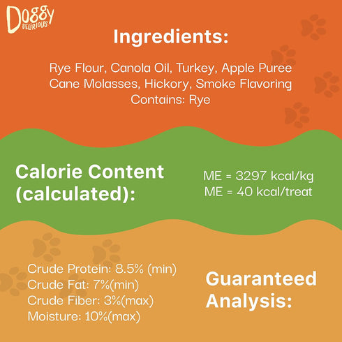 Crunchy Dog Treats – All-Natural Puppy Treat – 100% Human-Grade – Smoky Turkey and Apple, 16 Oz.