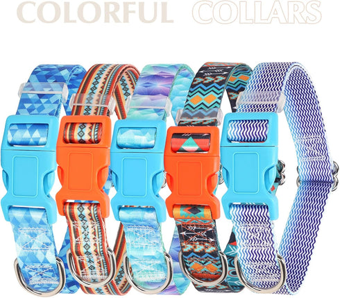 Orange Dog Collar for Large Dogs, Cute Tribal Ethnic Aztec Patterns, Adjustable Soft Collar for XS to XL Dogs