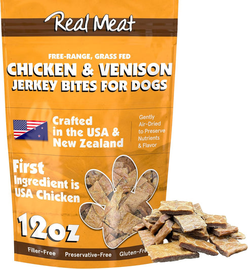 TRMC Real Meat Dog Treats - 12oz Bag of Bite-Sized Air-Dried Venison
