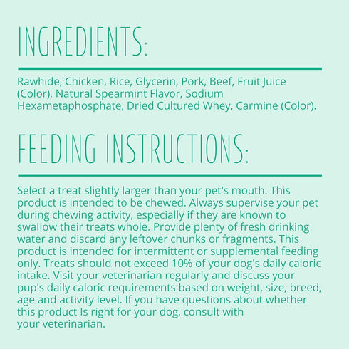 Better Belly Dental Kabobs, Dental Dog Chews with Breath-Freshening Spearmint, 18 Count