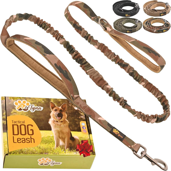 Heavy Duty Bungee Dog Leash 6 ft - 7.5 ft for Large and Medium Dogs, No Pull Reflective Tactical Leash