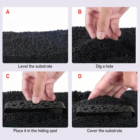 HUIKANGSHENG 2-Pack Black Shrimp Hides, Aquarium Cave Hides with Multi-Sized Holes, Secure & Stable Breeding & Viewing