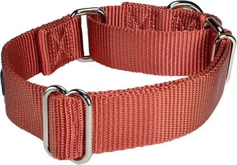 Martingale Dog Collar Adjustable Nylon Safety Training Brick Red Caramel Comfortable Metal Buckle for Small Medium