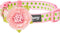 Blueberry Pet Pink Dog Collar for Girls with Silk Flower, Adjustable Flocking, Medium, 14.5"-20" Neck, 3/4" Width