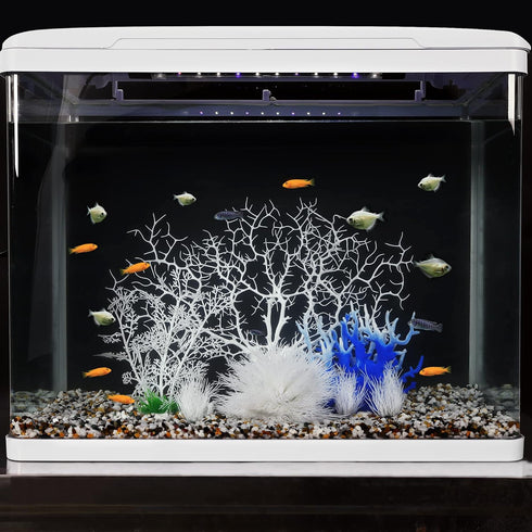 MyLifeUNIT 7 Pack Aquarium Plants, Artificial Coral Ornament for Fish Tank Decorations (White)