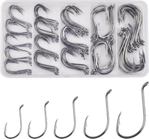 Octopus Baitholder Fishing Hooks Kit, Barbed Offset Circle Hooks Set for Freshwater & Saltwater Fishing