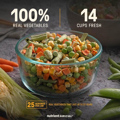 #10 25-Year Freeze-Dried Mixed Vegetables Can | Shelf Life | Emergency Food | Premium Non-GMO Blend