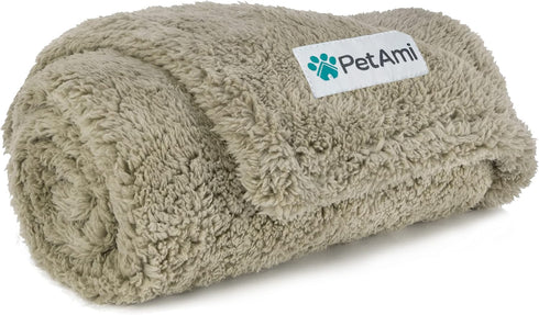 PetAmi Fluffy Waterproof Dog Blanket for Small Medium Dogs, Soft Warm Pet Sherpa Throw, Pee Proof Couch Cover,