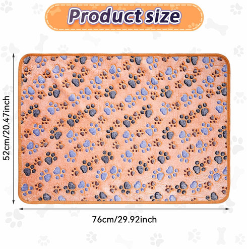4 Pcs Pet Blanket Dog Puppy Blanket, Paw Print Fleece Blanket for Small Medium Pet Dog Cat, Warm Soft Sleep Mat, Guinea