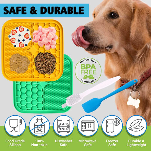 2-Pack XIGOU Dog Lick Pad, Large Licking Mat for Dogs, Slow Feeder Dog Licking Mat with Suction Cups. Boredom & Anxiety