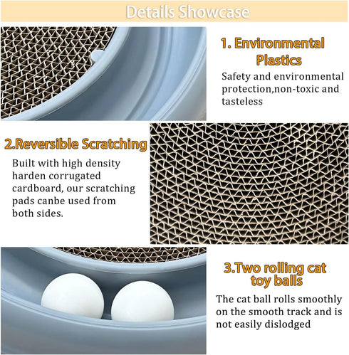 Cat Scratching Board with Ball Track, Cat Scratchers for Indoor Cats, Toy for Mental Exercise (Grey)