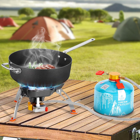 WADEO 7200W Windproof Camping Stove: Portable Gas Stove with Piezo Ignition, Carry Case for Outdoor Hiking