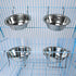 2 Pack Stainless Steel Bird Feeder Bowls, Coop Cups with Wire Hook, Parrot Feeding Dish for Finches Lovebirds