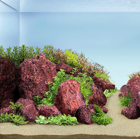 LANDEN Red Lava Stones, 16lbs, 3~10 inch, 11pcs for Aquascaping Terrariums, Reptile Enclosures, Fish Tank Decoration