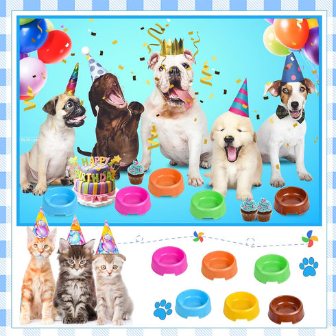 24Pcs Plastic Dog Bowls for Puppy Dogs, Reusable Pet Feeding Water Bowls, Cat, Kitten, Birthday Party Supplies (Rose