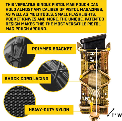 High Speed Gear Single Pistol Taco Mag Pouch, MOLLE Design