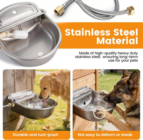 CBKKLHY 304 Large Automatic Dog Water Dispenser Outdoor, Auto Refill Water Bowl for Dogs Cats, Livestock Waterer
