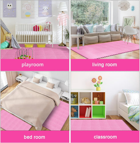Nursery(11.8 11.8 Inch,Light Shihanee Foam Floor Tiles Foam Floor Mats Play Mats Bulk with Borders Interlocking