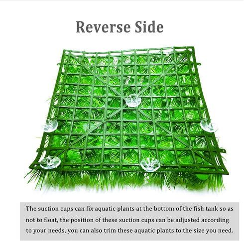 2pcs Artificial Aquarium Grass Mat Decorations, 10"X10" Plastic Lawn Ornament for Fish Tank