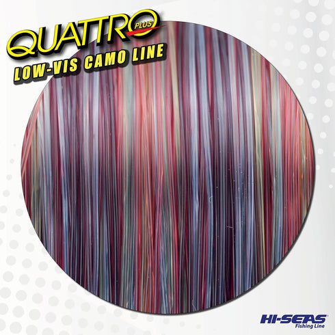 HI-SEAS Quattro Monofilament Fishing Line, Low-vis 4 Color Camo, Durable Performance