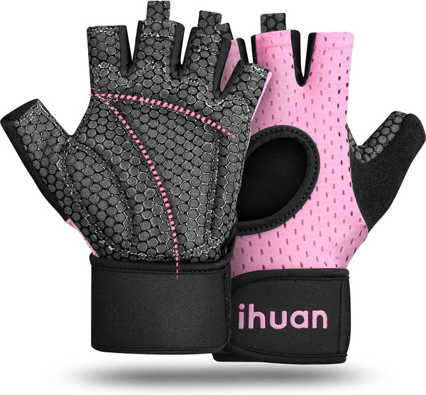 ihuan Breathable Weight Lifting Workout Gym Gloves: Fingerless Exercise Wrist Support |
