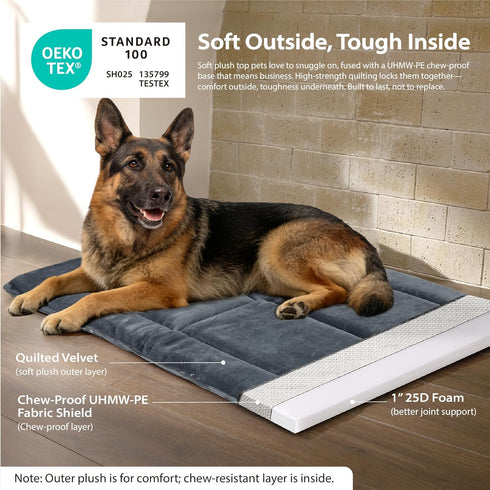 29"x18" Chew Proof Dog Mat - Indestructible Durable Kennel Mat for Aggressive Chewers, Machine Washable, Chew Proof Dog