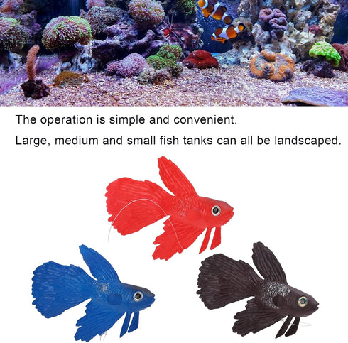 Tnfeeon 3 Pieces Lifelike Aquarium Fish Ornament - Environmentally Friendly Silicone Colorful Gold Fish