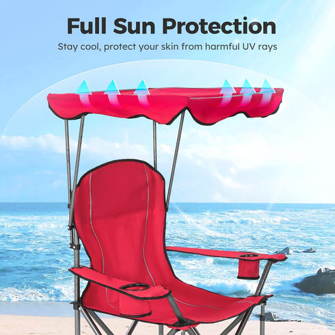 Heavy Duty Canopy Lounge Chair with Sunshade - Ideal for Travel