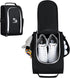 Golkcurx Black Golf Shoe Bag for Travel, Zippered Sport Shoe Carrier with Side Accessory Pockets