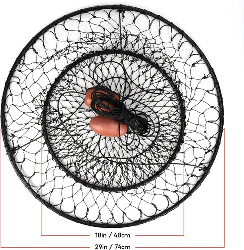 30" 4.4/9.5lb, 36 QualyQualy Crab Ring Trap, Heavy Duty Crab Nets Crab Net for Crabbing Pier with Fishing Buoy & Tarred