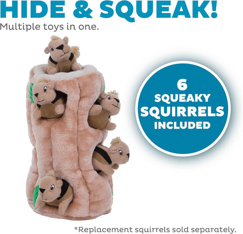 2in1 6 Outward Hound Hide-A-Squirrel Dog Toy Interactive Plush Puzzle with Squeaky Removable Squirrels, X-Large