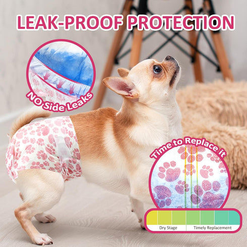 16 Count Dono Dog Diapers Female, Disposable Doggie Diapers, Super Absorbent Puppy Diapers with Adjustable Tail Hole