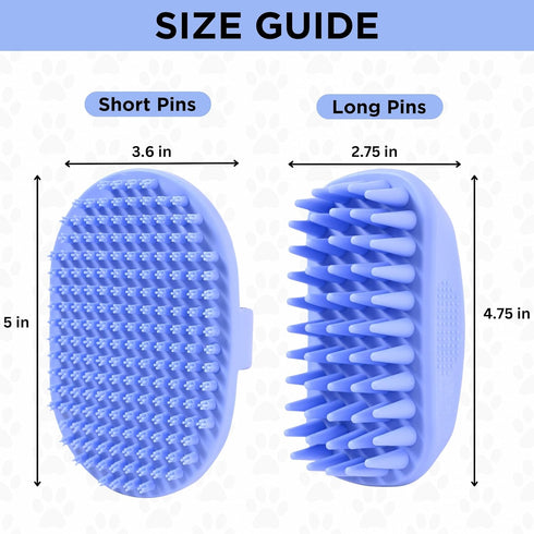 Dog Grooming Bath Brush, Rubber Brush for Shower Scrubbing & Soothing Massage, 2 PACK Essential Puppy Grooming