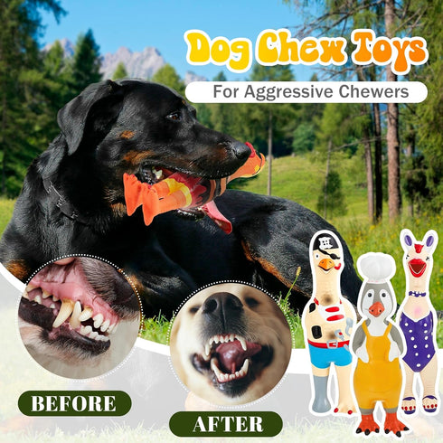 Silipull 6 Pcs Rubber Chicken Squeaky Dog Toys Screaming Chicken Latex Soft Rubber Chew Molar Toys Interactive Pet