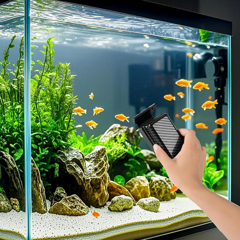 2 2/5"-3/5" hygger Magnetic Fish Tank Cleaner, Aquarium Glass Cleaner with Detachable Algae Scraper Blade, Floating
