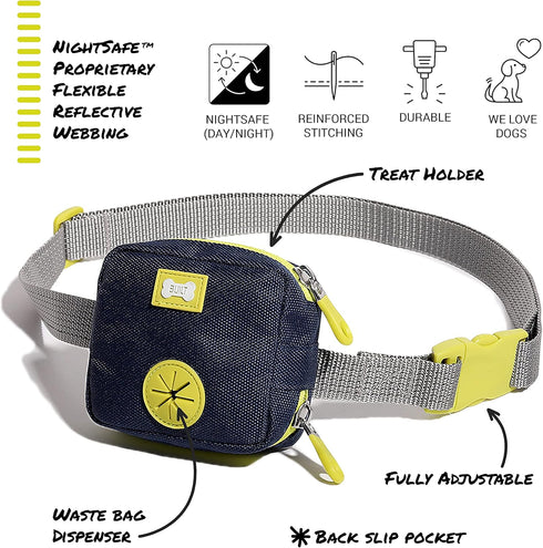 BUILT Pet Hip Pack, Navy and Yellow for Walking