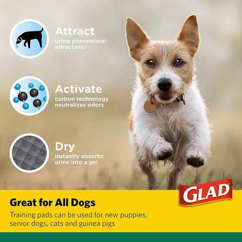 Glad for Pets Giant Size Activated Carbon Puppy Training Pads, Super Absorbent and Leak Proof, 24 Count