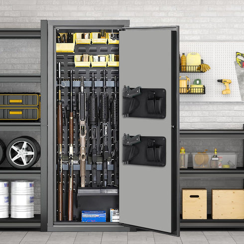 Gun Safe Door Organizer with Strong Adhesive Hook &Loop and Magnet Tape Two Way Mount, Elastic Gun Safe Pistol &Mag