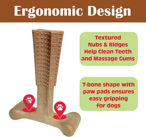 SPOT Bam-Bones Plus T-Bone Dog Chew, Bamboo Fiber & Nylon, Durable for Aggressive Chewers, 6in