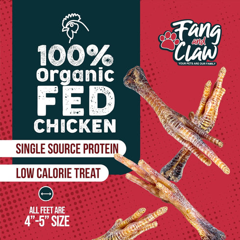 Fang and Claw 75 Count Pack Nail-Free Chicken Feet for Dogs, Bulk Single-Ingredient Air-Dried Dog Chews, Glucosamine