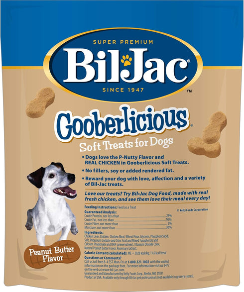 Bil-Jac Dog Treats, Gooberlicious Peanut Butter Soft Puppy Training Treats, 10oz Resealable Pouch, 4-Pack.